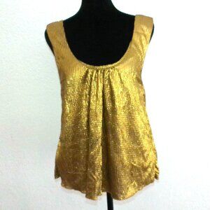 Olsenboye, golden shiny pleated tank top